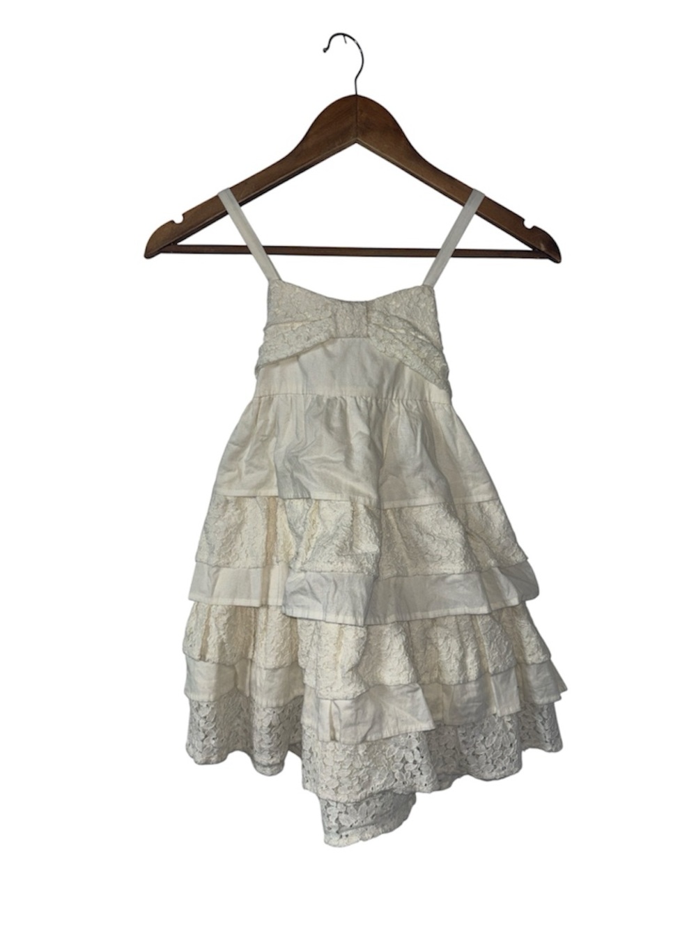 Vintage Cherokee Boho Ivory Lace Girls Dress Photoshoot Cotton Layers Size 7/8